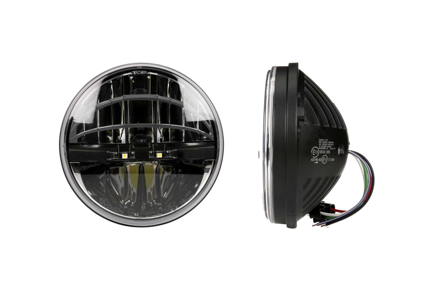 Truck-Lite 7in Universal LED Headlight (Each / High-Low / 27291C / H4/ Dark Chrome / LHT)