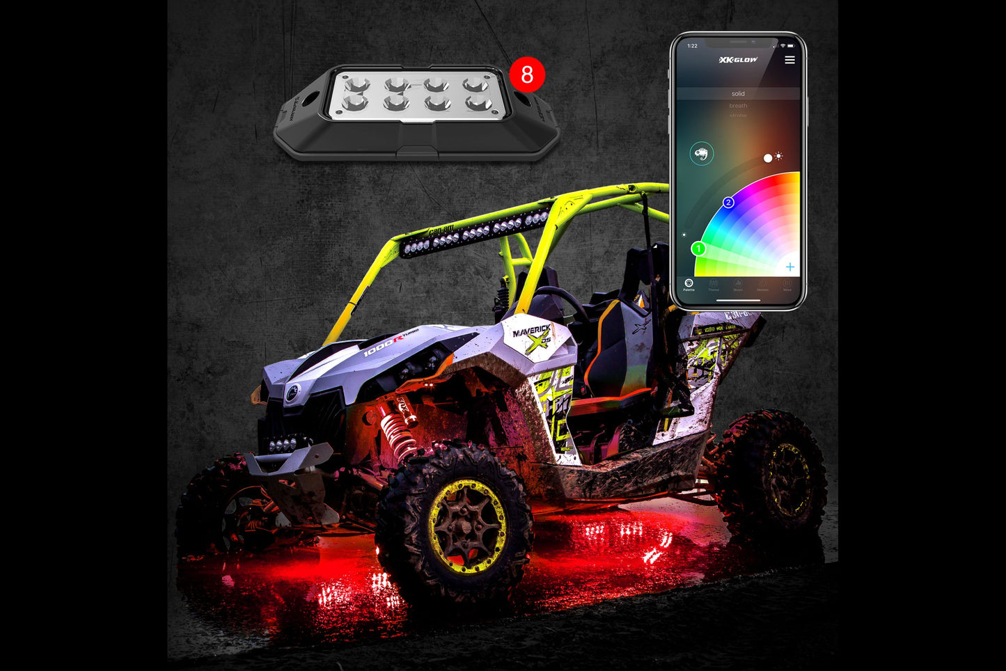XKChrome RGB LED Rock Light Kit: 8pc